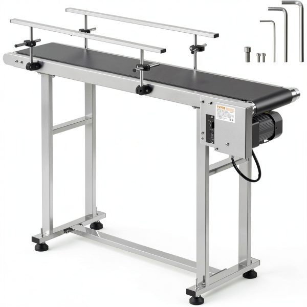 Belt Conveyor BestEquip 47-Inch PVC Transport with Double Guardrails-7