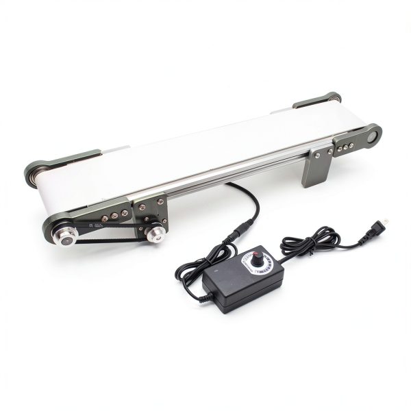 Mini Electric Desktop Conveyor Belt Jieotwice 0-116RPM White 10x50CM-0