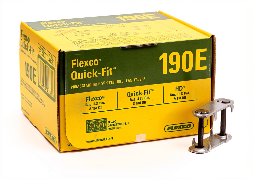 Installing Flexco 190E Box Quick-Fit Bolt Solid Steel Plate Fastener for Belting on a steel workbench