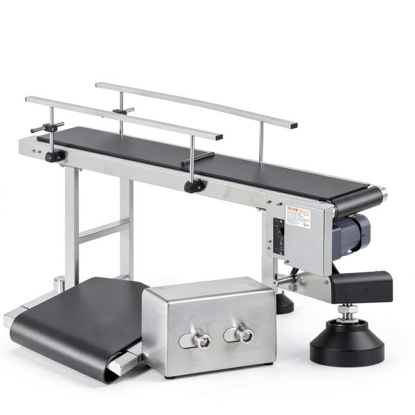 Belt Conveyor BestEquip 47-Inch PVC Transport with Double Guardrails-2